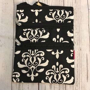 Damask Print Messenger Crossbody Bag